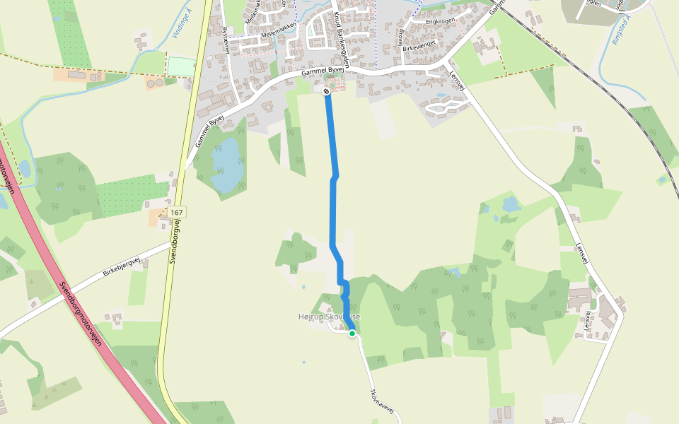 Kirkestien walking route map in Ringe