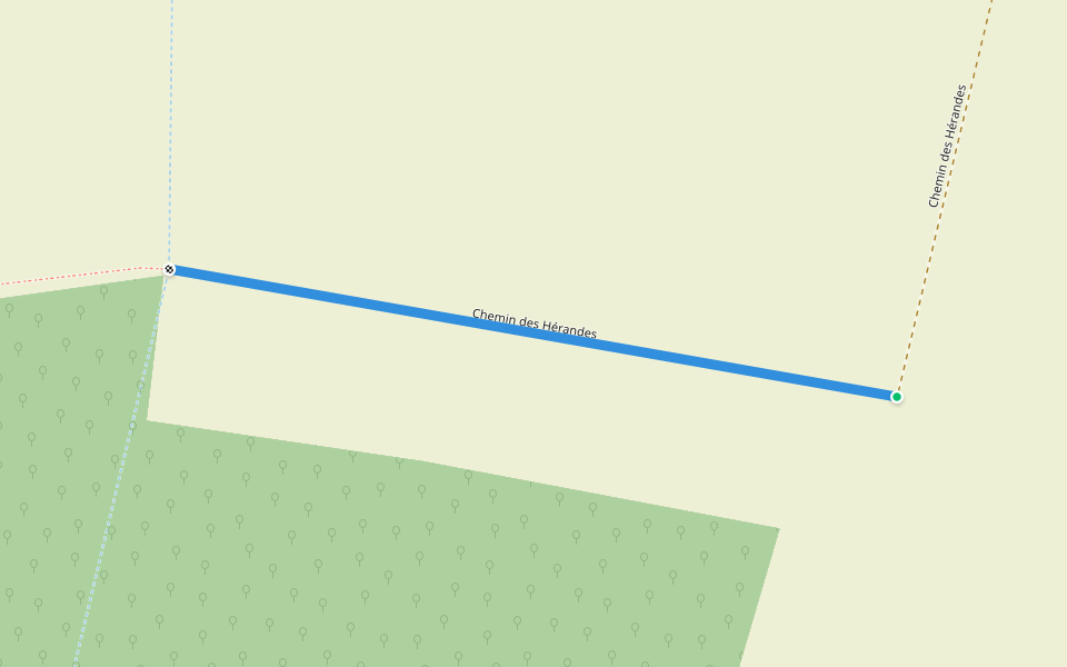 Chemin des Hérandes walking route map in Bernouil