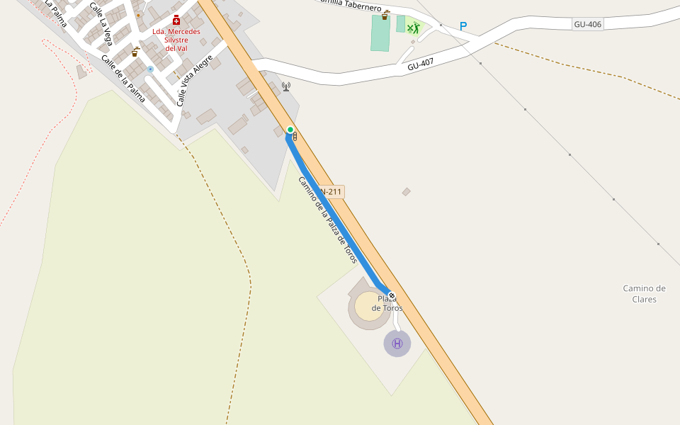 Camino de la Palza de Toros walking route map in Maranchón