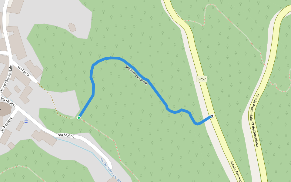 Sentiero per Fosse walking route map in Peri