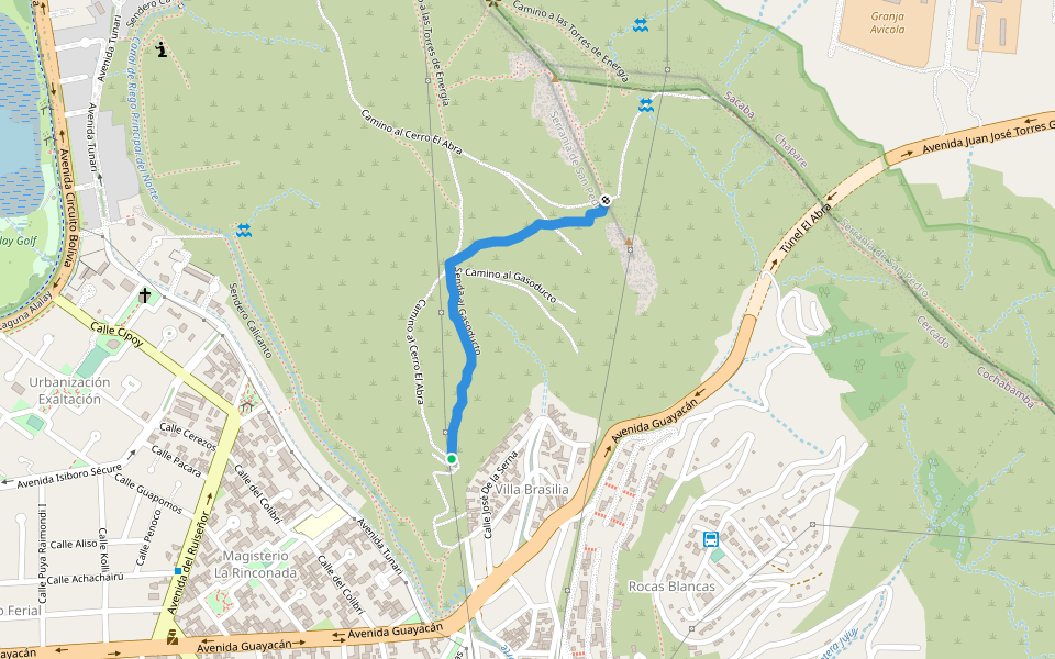 Senda al Gasoducto walking route map in Cochabamba