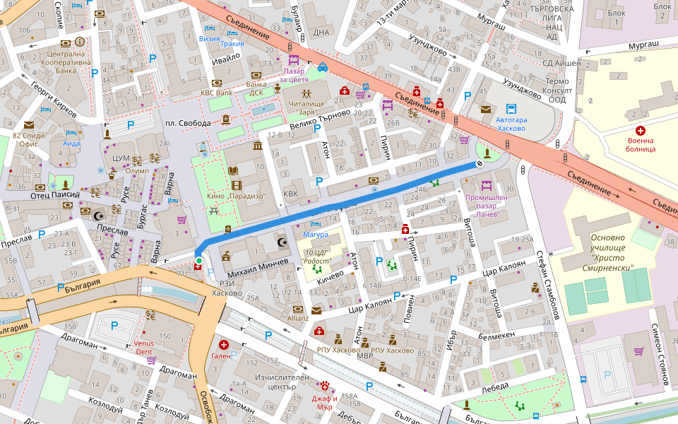 Сан Стефано walking route map in Dolno Cherkovishte