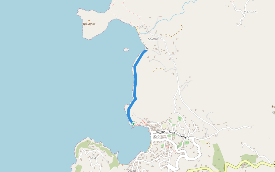 Κίνι - Δελφίνι walking route map in Kini