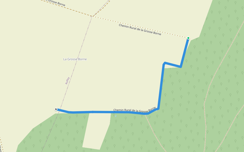 Chemin Rural de la Grosse Borne walking route map in Vézinnes