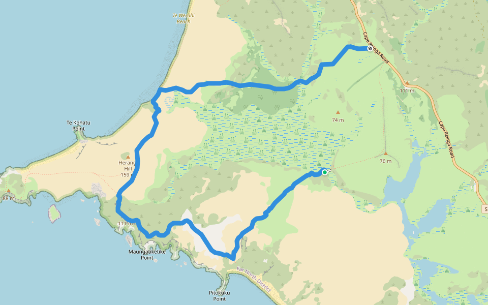 Twilight / Te Werahi Loop Track walking route map in Kohukohu