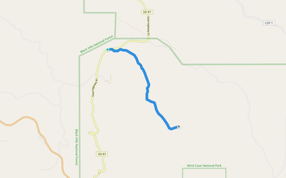 Sanctuary Trail walking route map in Custer