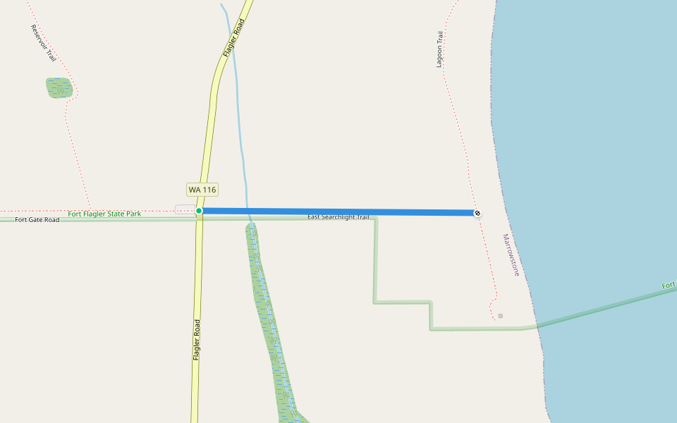 East Searchlight Trail walking route map in Marrowstone