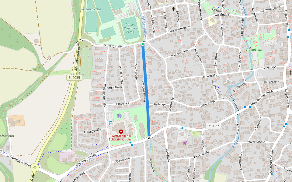 Gießgrabensteig walking route map in Schwabmünchen