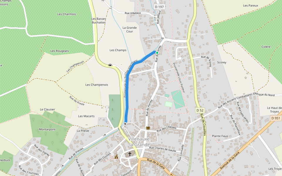 Promenade du Tour de Ville Ouest walking route map in Villenauxe-la-Grande