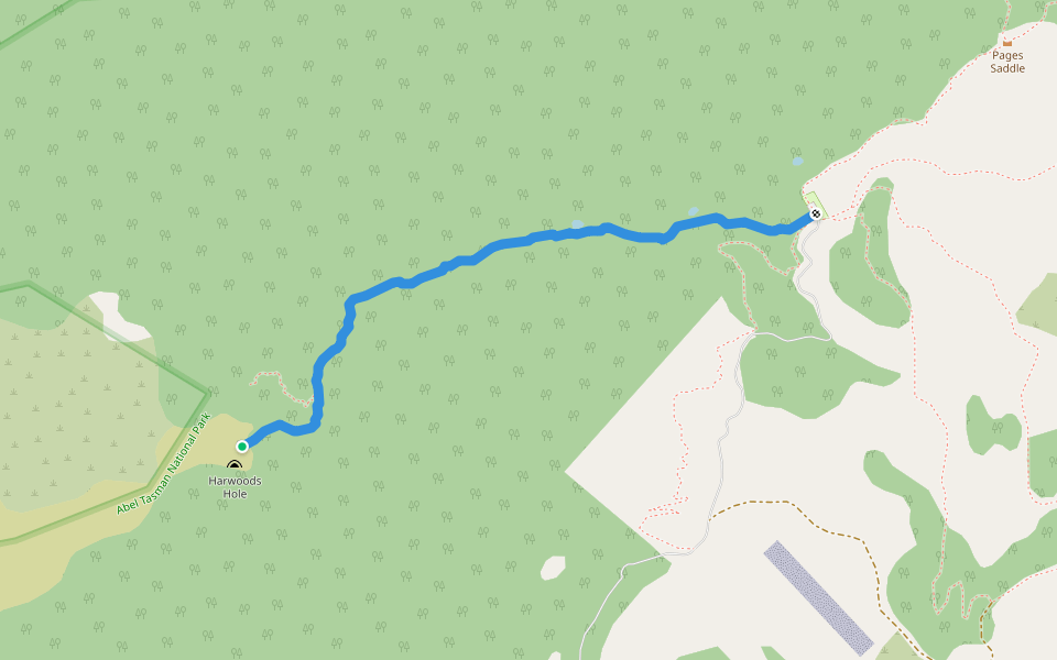 Harwoods Hole Track (DoC) walking route map in Takaka Hill