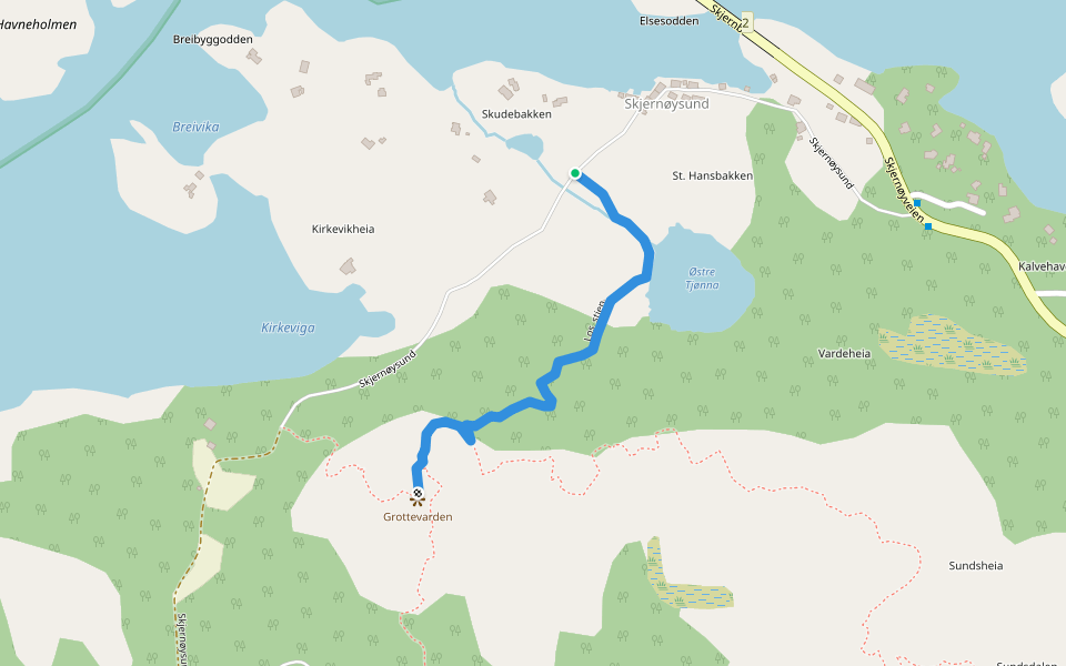 Los_stien walking route map in Tregde