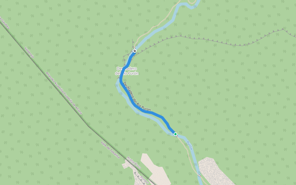 Desfiladero del Río Purón walking route map in Herrán