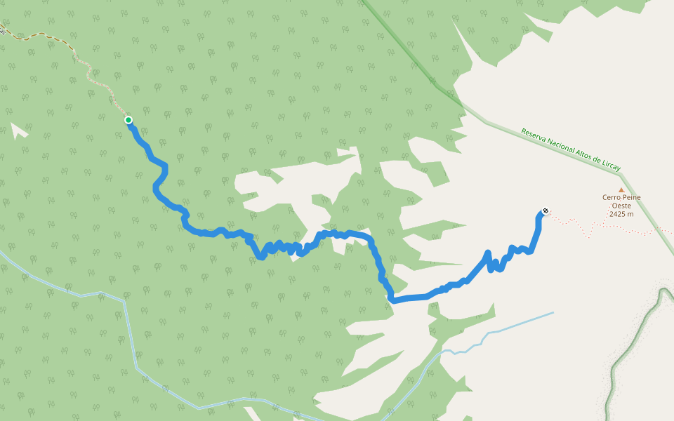 Sendero Piedras Blancas walking route map in Vilches