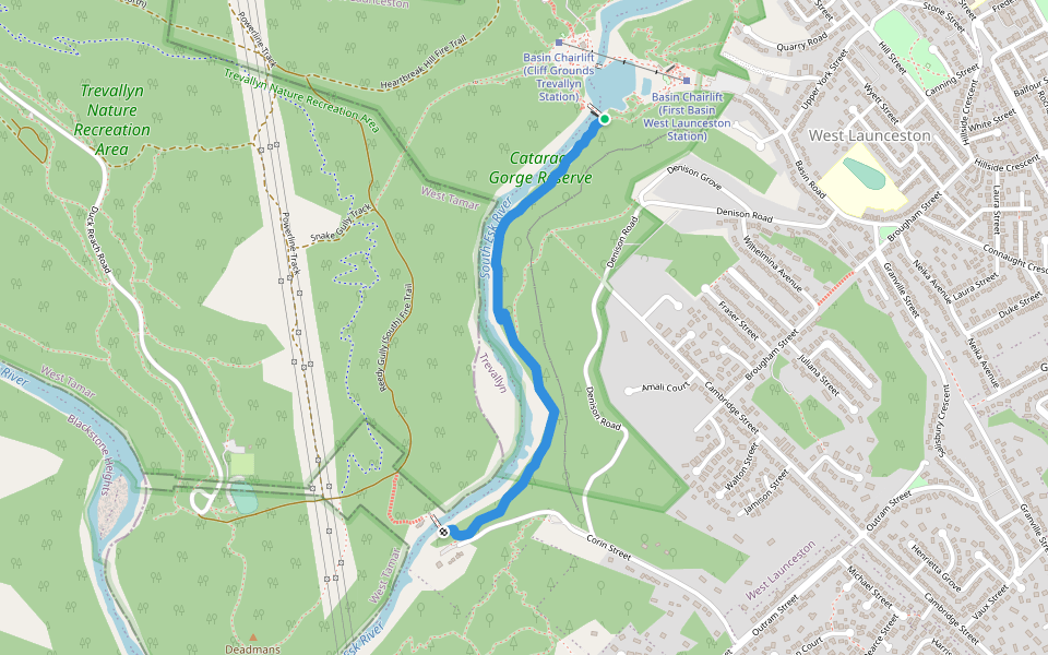 Duck Reach Trail walking route map in West Launceston