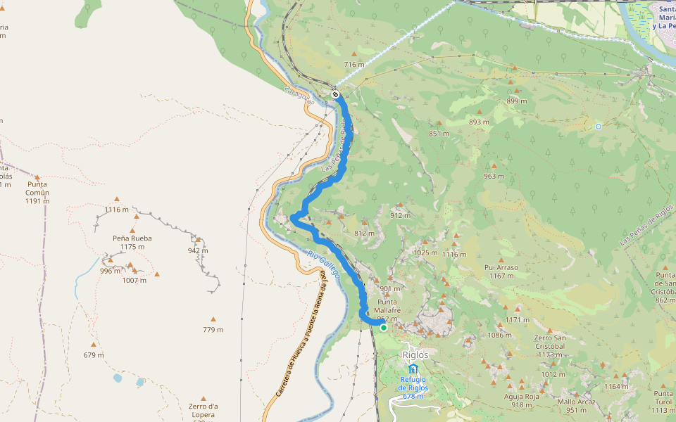 Camino de Riglos a Carcavilla walking route map in Riglos