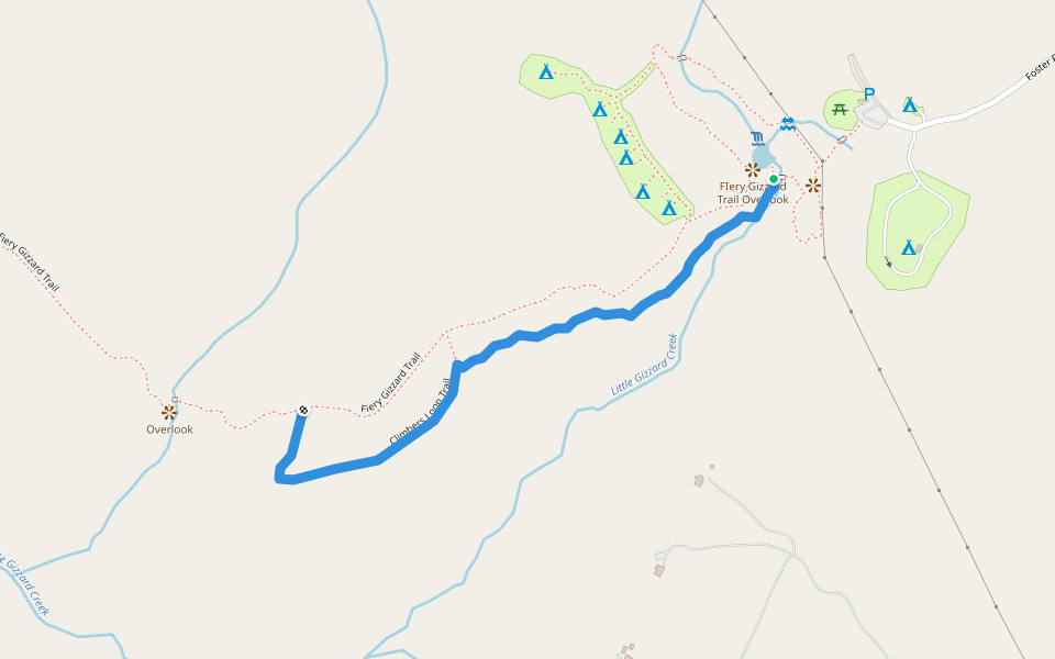 Climbers Loop Trail walking route map in Sequatchie