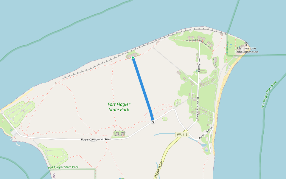 Calwell Trail walking route map in Marrowstone