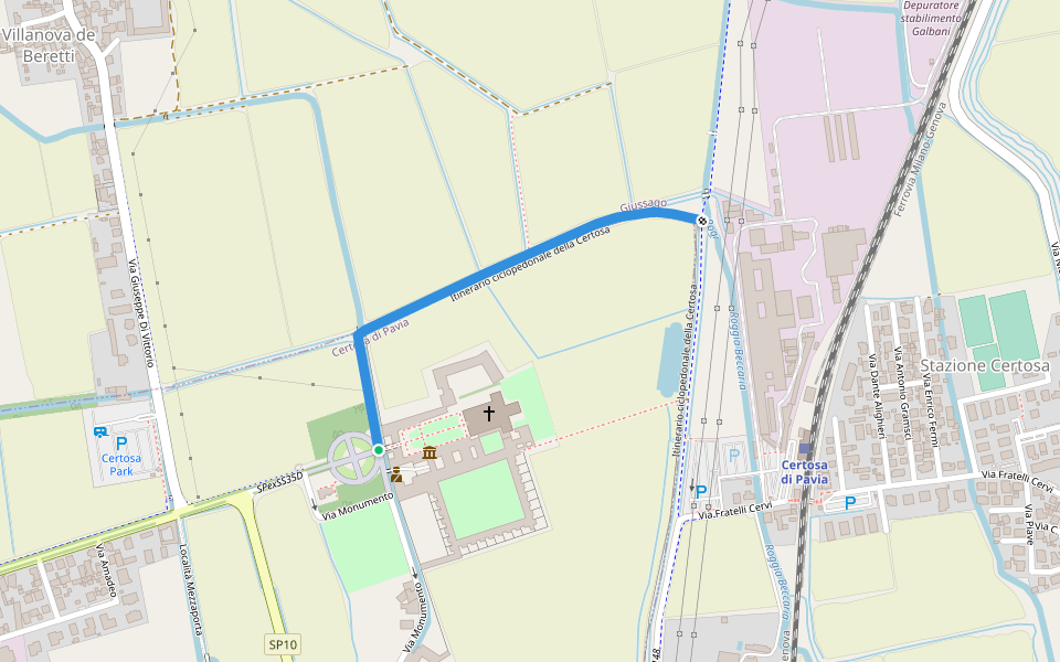 Itinerario ciclopedonale della Certosa walking route map in Certosa Monumento
