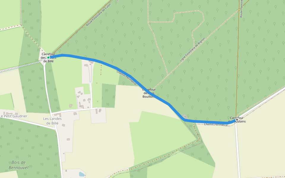 Chemin Perimetral walking route map in Thorigné-Fouillard