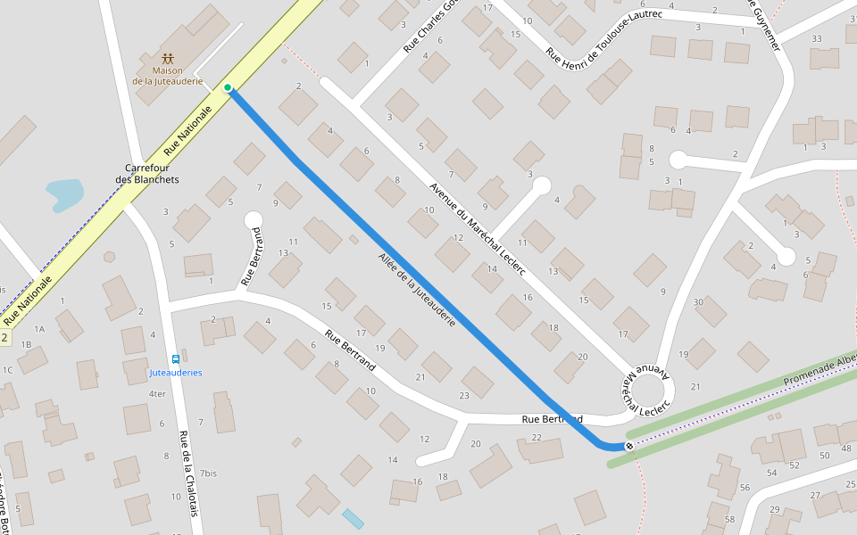 Allée de la Juteauderie walking route map in Thorigné-Fouillard