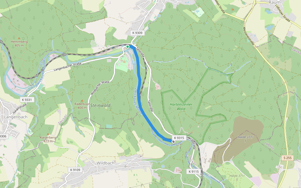 Muldenwanderweg walking route map in Hartenstein