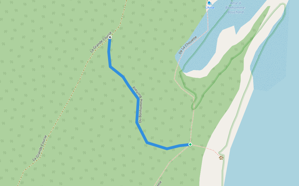 Du Bonhomme Buchard walking route map in Notre-Dame-du-Portage