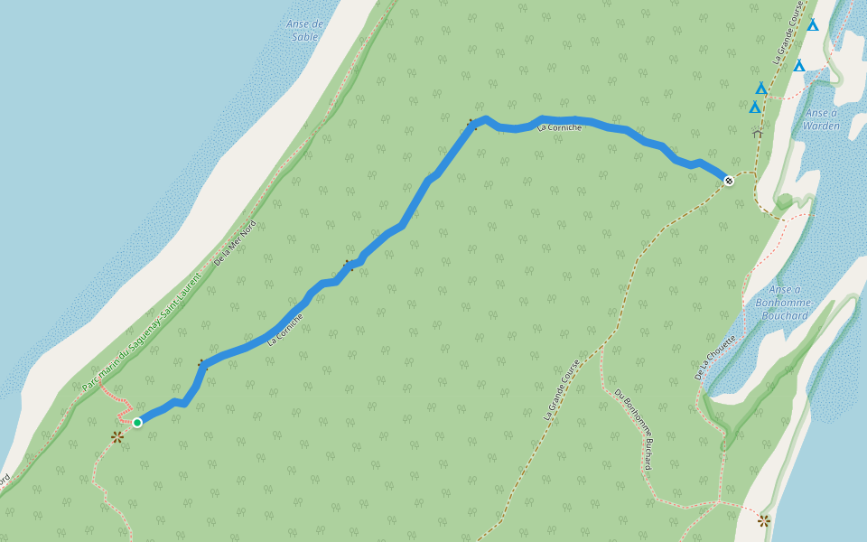 La Corniche walking route map in Saint-Siméon