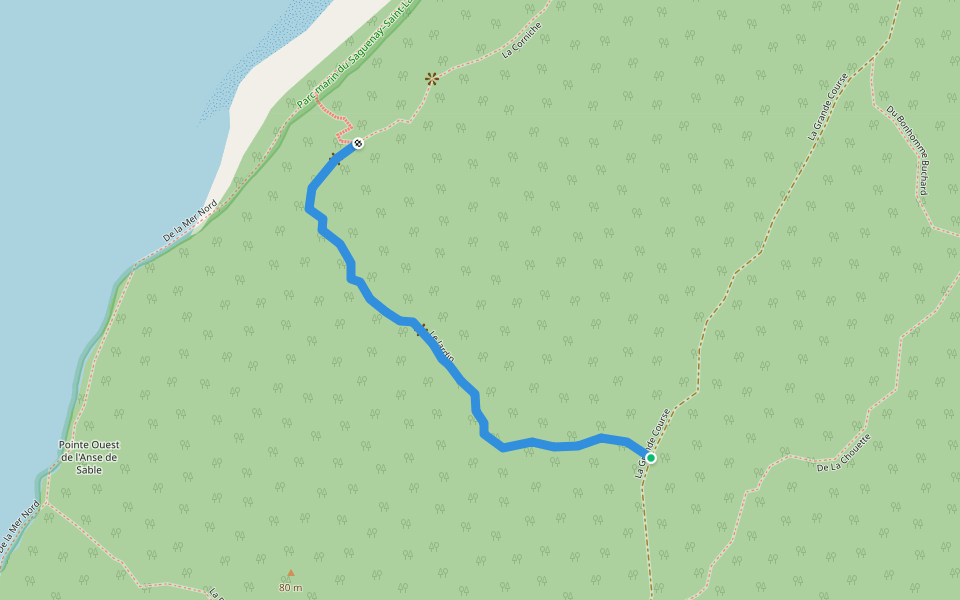 Le Jardin walking route map in Notre-Dame-du-Portage