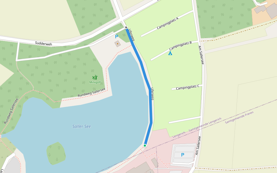 Uferweg walking route map in Freren