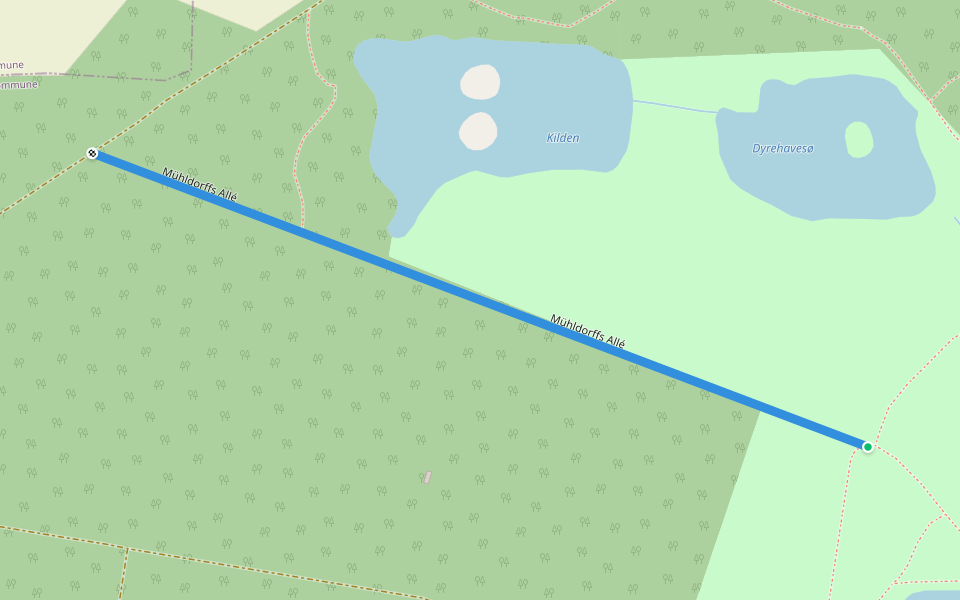 Mühldorffs Allé walking route map in Køge