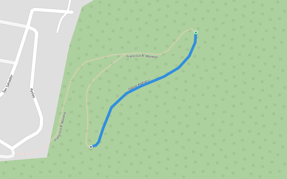 Dante Alghieri walking route map in Río Ceballos