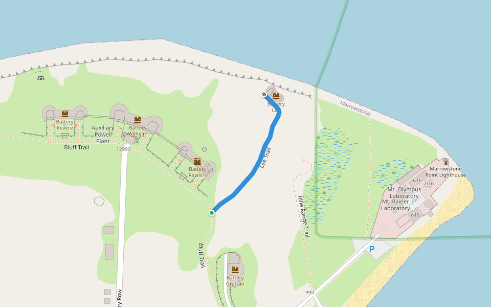 Lee Trail walking route map in Marrowstone