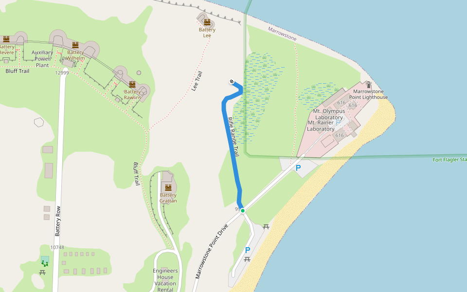 Rifle Range Trail walking route map in Marrowstone