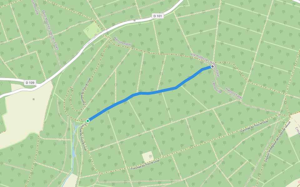 Tranchée du Fond Bourotte walking route map in Lamorville