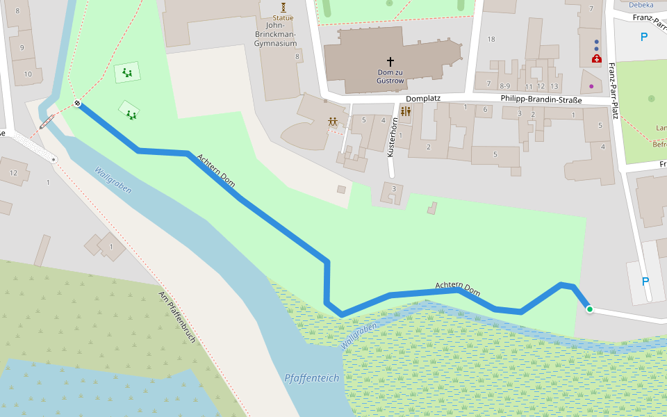 Achtern Dom walking route map in Güstrow