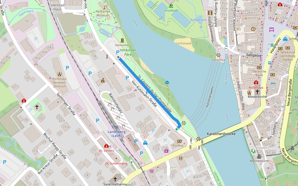 St.-Laurent-du-Var-Promenade walking route map in Landsberg am Lech