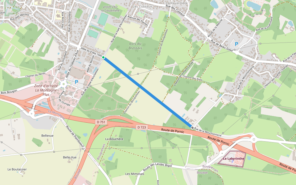 Chemin de la Pièce Audrain walking route map in La Montagne