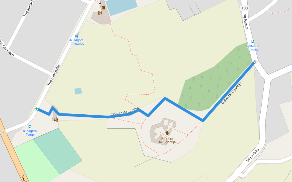 Dahla tal-Ggantija walking route map in Ix-Xagħra