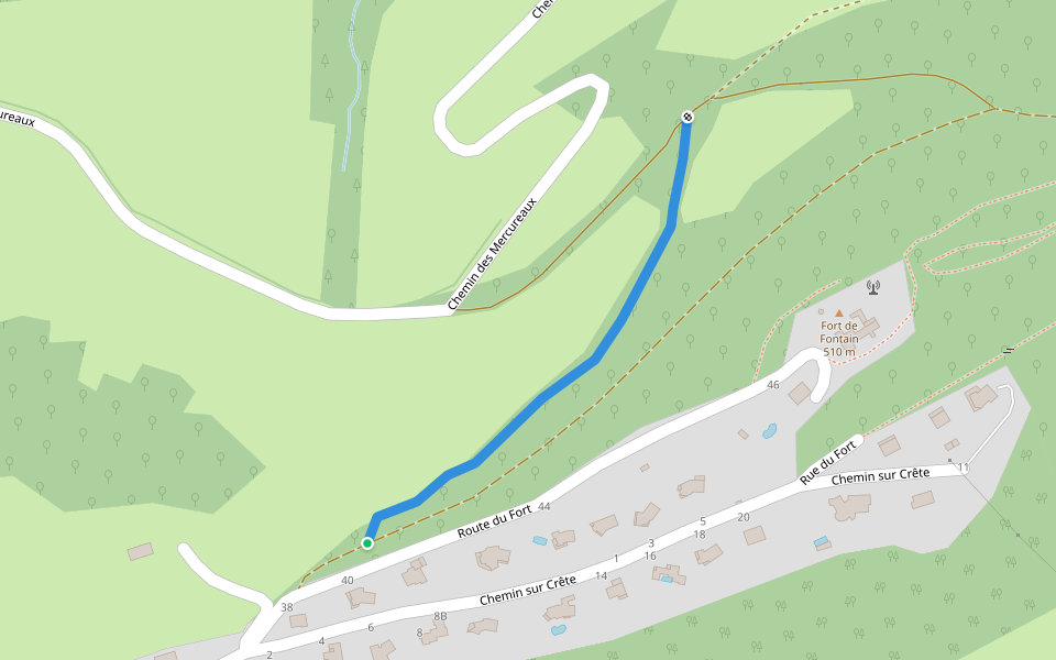 Sentier d'Akram walking route map in Fontain