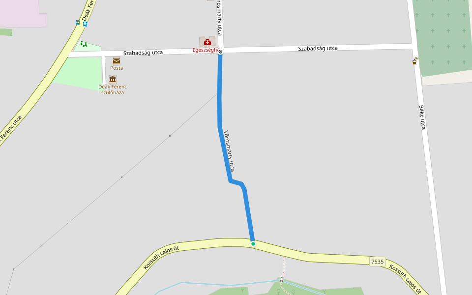 Vörösmarty utca walking route map in Söjtör