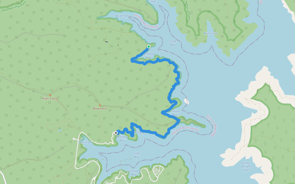 Wallaby Bay Track walking route map in Devils River