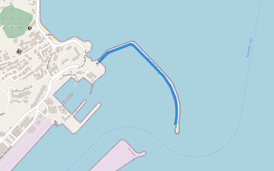 شارع غرينياغ walking route map in Annaba
