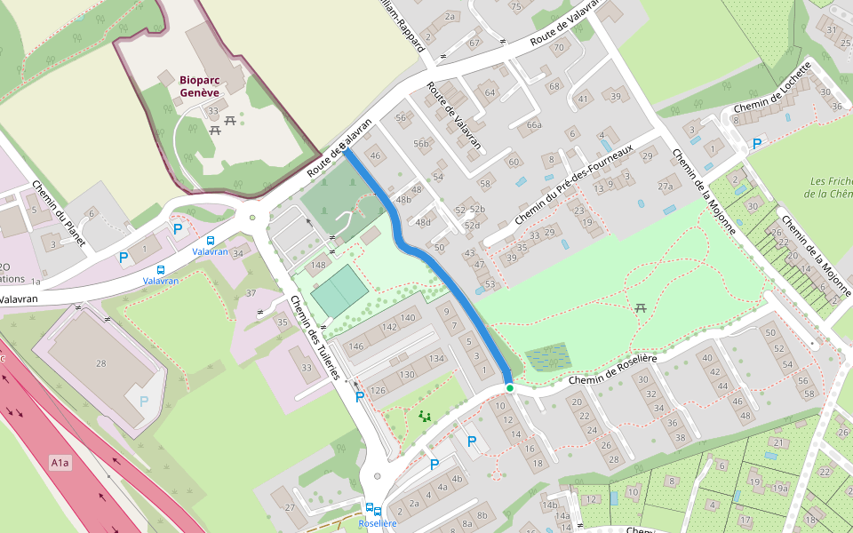 Chemin du Poisat walking route map in Bellevue
