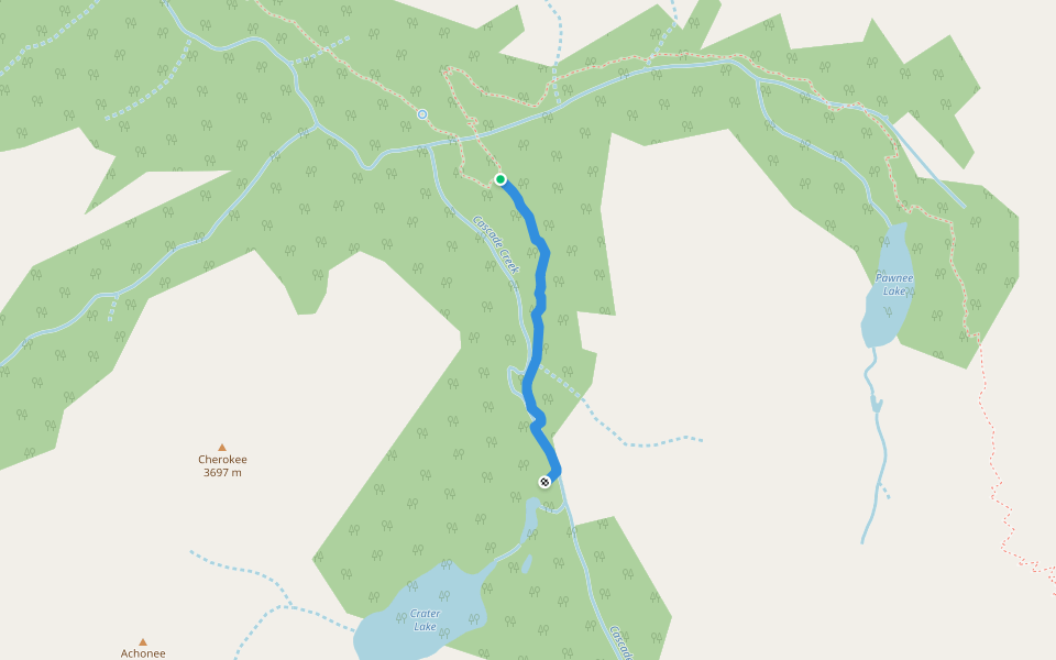 Crater Lake Trail walking route map in Nederland