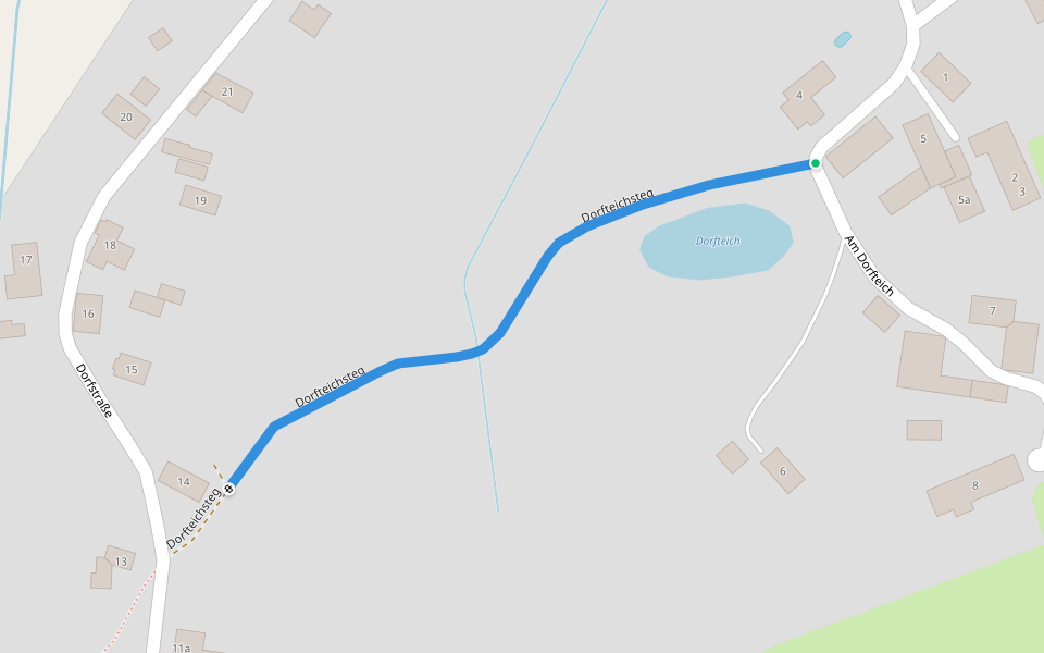 Dorfteichsteg walking route map in Waldhufen