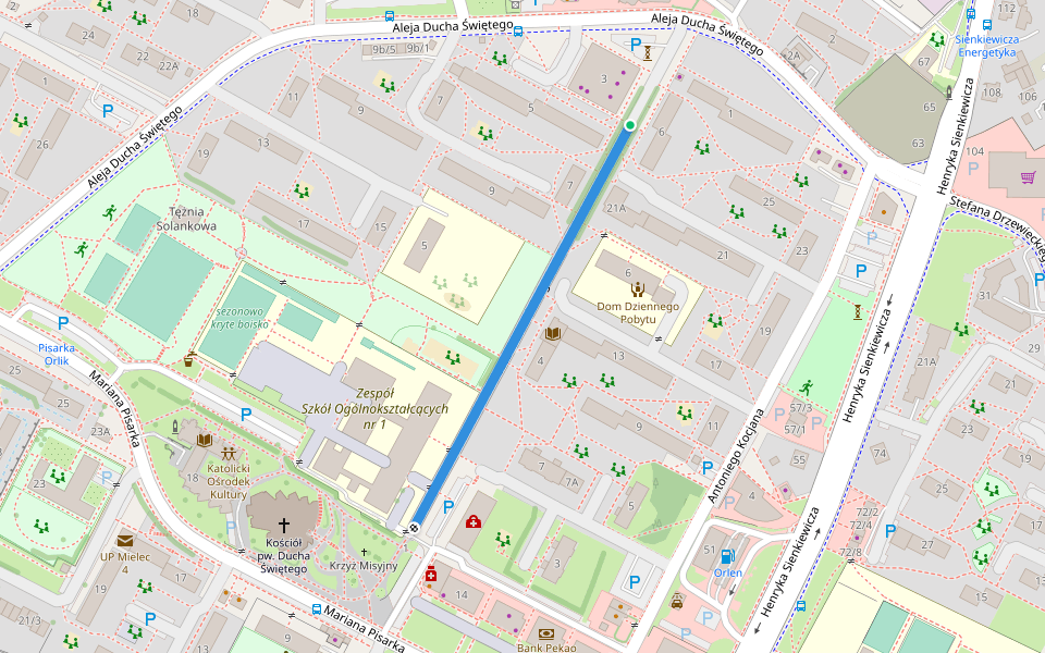 Czesława Tańskiego walking route map in Mielec