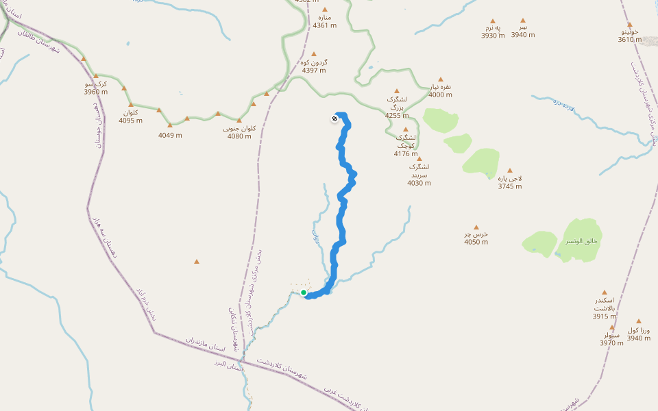 علم کوه walking route map in Mian Rud