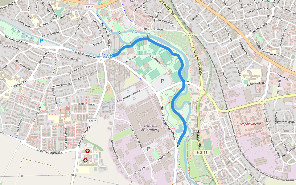 Otto-Wöhlert-Weg walking route map in Amberg