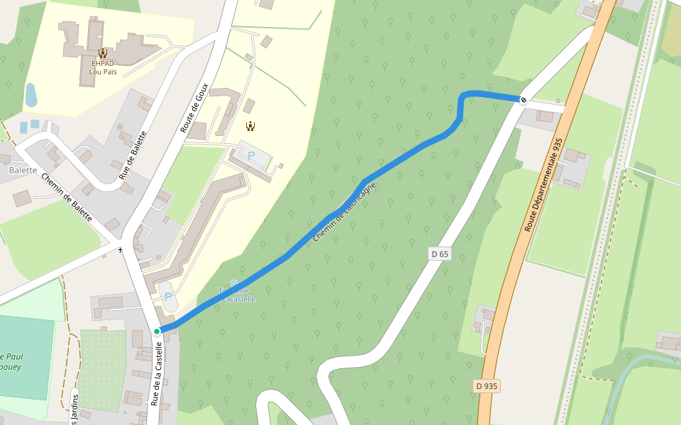 Chemin de Laloncagne walking route map in Castelnau-Rivière-Basse