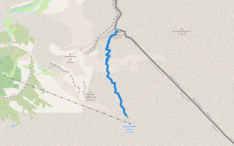 Großer Hundstod Normalweg walking route map in Saalfelden am Steinernen Meer